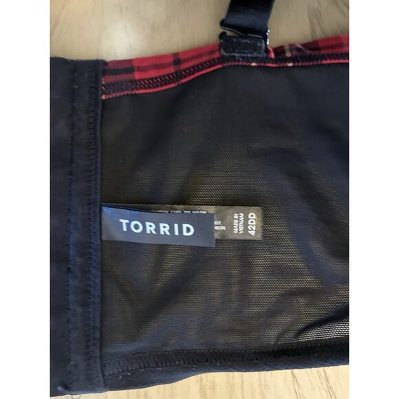 Torrid Curve Bra Women 42DD Red Plaid XO Boost Plunge Push Up Underwire Sexy - Picture 3 of 14